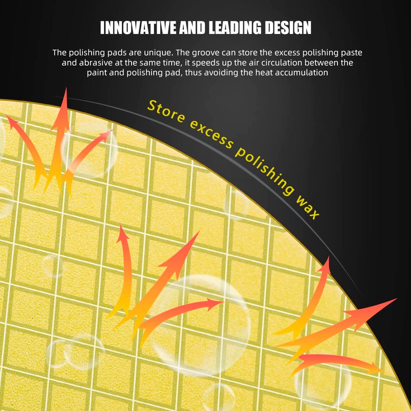 SPTA Yellow Medium Cut Pad, Buffing Polishing Pads, SPTA 3Pcs 6.5 Inch Face for 6 Inch 150mm Backing Plate Compound Buffing Sponge Pads For Car Buffer Polisher Compounding, Polishing and Waxing -X00224Y6B3 - Image 3